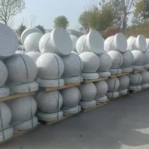 徐州 白麻花岗岩石材圆球，石球，挡车球，隔离球，景观石球，风水球等