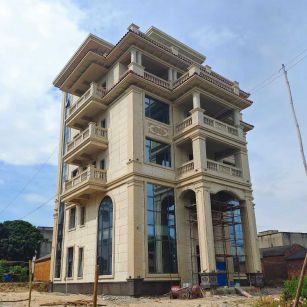 徐州 黄金麻花岗岩石材别墅外墙干挂搭配（雕花栏杆花瓶柱门楼罗马柱）