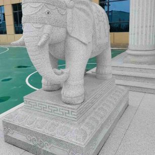徐州 白麻花岗岩动物异形石雕-大象