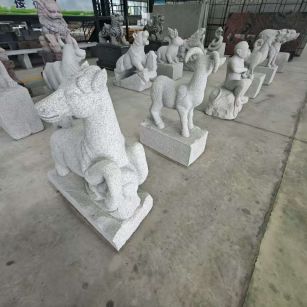 徐州 芝麻白花岗岩造型立体雕刻——十二生肖