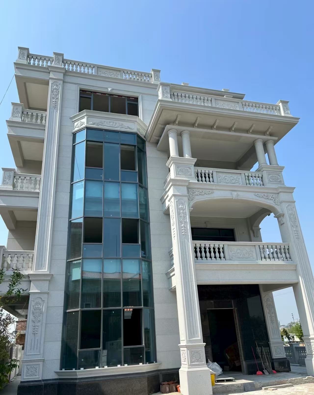 徐州 白麻花岗岩别墅外墙干挂效果展示