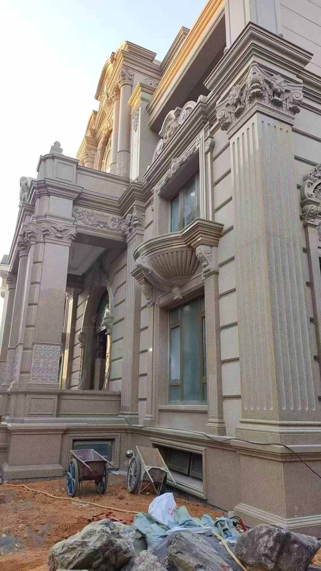 徐州 黄金麻花岗岩光面别墅外墙干挂施工完成