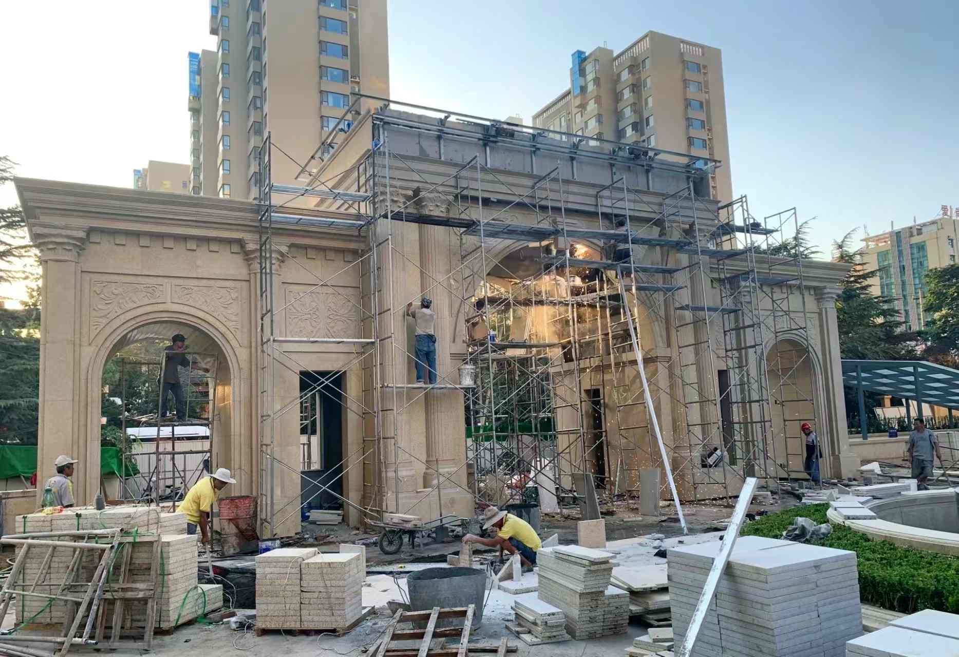 徐州 黄金麻荔枝面花岗岩小区门楼外墙干挂