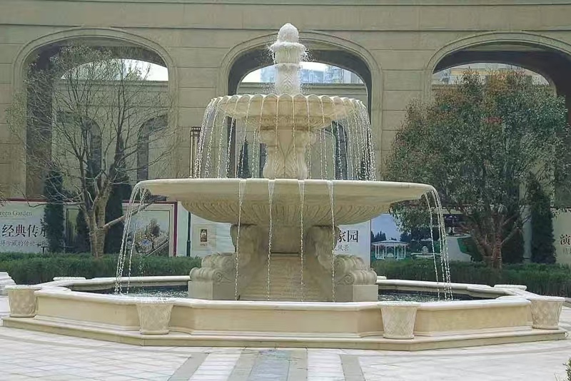 徐州 黄金麻花岗岩异型加工——户外庭院石雕流水喷泉